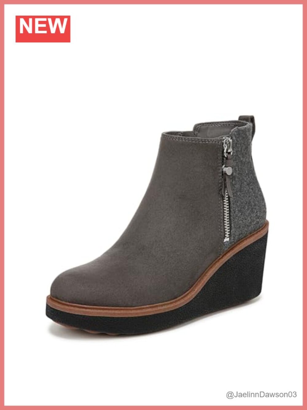Women's Wedge Ankle Boots Faux Leather Zip Round Toe